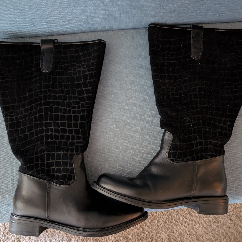 David Tate Black Leather Boots